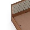 Avon Solid Wood Storage Bed Queen Size in Amber Walnut Finish with Oyster Beige Colour