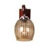 Devansh Solid Wood Electric Wall Light in Brown Colour with Lavender Shade Count of 1 Light