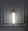 Kuombi Integrated 3 Light Led Wall Fitting In Brass Finish Metal With Milky White Glass