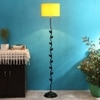 Troy Yellow Fabric Floor Lamp with Black Iron Base