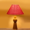 Devansh Pink Jute Table Lamp With  Wood Natural Base (10X18 Inches)-35