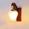 Devansh Solid Wood Electric Wall Light in Brown Colour with White Shade Count of 1 Light