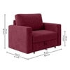 Alfon 1 Seater Velvet Pull Out Sofa Cum Bed with Storage In Maroon