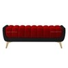 Hoslo Velvet 2 Seater Ottoman Bench in Black & Red  Color