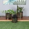 Dot Hammered Planter Set Of 3 In Black And Gold Colour