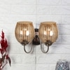 Devansh Steel Electric Wall Light in Steel Colour with Lavender Shade Count of 2 Lights