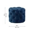 Doe Buck Briana Velvet Tufted Ottoman Cube in Blue Colour