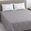 Grey And White Geometric Cotton 400 Tc Super King Size Bedsheet With 2 Pillow Covers