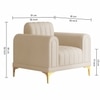 Josbert Velvet 1 Seater  Sofa In Cream Colour