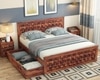 Moglis Solid Wood King Size Bed With Drawer Storage Bed In Teak Finish
