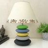 Multicolour Handpainted And Hancarved Distress Wooden Stone Finish Table Lamp