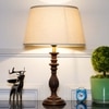 Lorette hand crafted Solid wood walnut finish table lamp With White Cotton Shade