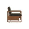 Moreno 1 Seater Solid Wood Sofa in Amber Walnut Finish and Juniper Green Fabric