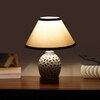 Devansh Conical White & Black  Cotton Shade Lamp With Wood & Mosaic Glass Base For Decoration/Office/Home/Gifting/Study For Decoration/Office/Home/Gifting/Study -(10X10X14.5) Inches -A