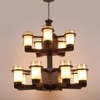 Eliante 13-Light Chandelier, Mild Steel Glass And Wood, Modern Hanging Ceiling Light Fixture