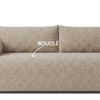 Cozychic Wood 3 Seater With Upholstery Non Storage Sofa In Beige Colour