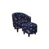 Valencia Accent Chair With Ottoman & Cushion - Blue & Pink