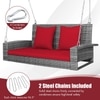 Carry Bird Wicker Patio Furniture Outdoor Balcony Swings In Grey And Red Colour