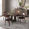 Aero Solid Wood 4 Seater Dining Table With 4 Clarke Dining Chairs (Finish : Danish Walnut, Chair Colour : Black Leatherette)