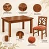 Globally Indian Vallari Solid Sheesham Wood 4 Seater Dining Table Set 4 Chairs Terracotta Orange