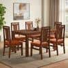 Arlo Teak Wood 6 Seater Dining Table Finish - Teak with Tessa Dining Chairs Set