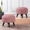 Hues Jacquard Wooden Ottoman in Red Color Set of 2