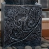Buddha Face Shower Dark Grey Fiber Glass Indoor Fountain With Stand