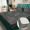 Dark Grey Floral 180 TC Fitted 1 King  Bedsheet with 2 Pillow Covers