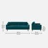 Reiti Velvet 3 Seater Sofa Teal in Blue Colour