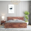 Stainfiled Solid Wood Queen Size Bed In  Hydraulic Storage Bed In Teak Finish
