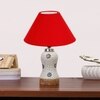 Devansh Conical Red Cotton Shade Lamp With Wood & Mosaic Glass Base For Decoration/Office/Home/Gifting/Study For Decoration/Office/Home/Gifting/Study -(10X10X14.5) Inches -A
