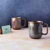 Brown Aqua Drizzle Rustic Glazed Mug Set