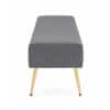 Doe Buck Upholstered Bench in Grey Colour with Channel Stitching and Gold Legs