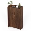 BLUEWUD Brooklyn Tall Engineered Wood 2 Doors with Lock Shoe Rack Cabinet Slipper Footwear Stand Organizer can Store Up to 24 Pairs for Home, DIY (Do it Yourself) (Brown Maple) (Size Upto UK 9)