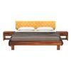 Charles Solid Wood Queen Size Non Storage Bed In Teak Finish