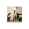 Julius Wooden Floor Lamp with Brown Base and Jute Fabric Lampshade