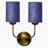 Devansh Metal Electric Wall Light in Gold Colour with Blue Shade Count of 2 Lights