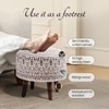 Mandala Fabric Wooden Ottoman in Grey Color