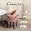Botanic Fabric Wooden Ottoman in Red Color Set of 2
