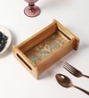 Decorative Tray Tray For Gifting Tree Design Rectangle Tray Pine Wood Tray Tray For Kitchen Organizer (1 Piece)