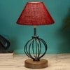 Kiara Maroon Jute Table lamp with Wood & Iron Base