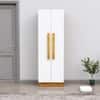 Hexa Red Wooden 2 Door Wardrobe with 4 Shelves in Giant Wood and Frosty White Colour