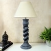 Grey Stone Finish Handpainted And Hancarved Distress Wooden Table Lamp