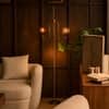 Lior Handicrafted Floor Lamp in Antique Silver Brass finish and Amber Colour