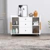 Hexa Red Multipurpose Storage Cabinet With 3 Drawer 2 Door in Frosty White Colour