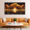 The Castle Decor Nature Golden Trees Wall Art Set of 5 Wooden Framed Digital Painting 27x48 Inch