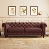 Winchester 3 Seater Premium Italian Leather Sofa In Bordeaux