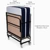 Loom and Needles Rollaway Metal Folding Bed With 6in Single Size Mattress With Lockable Wheels