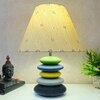 Pebble Dotted Green Yellow Blend Wooden Table Lamp in Multicolor