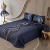 Stoa Paris Super King Size 100% Cotton Bedsheet with 2 Pillow Covers  Size Midnight Navy Grey